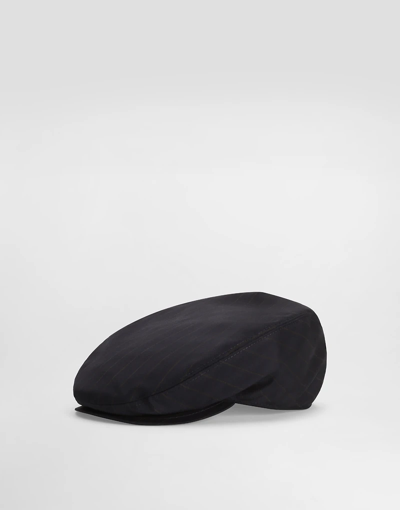Virgin wool pinstripe flat cap