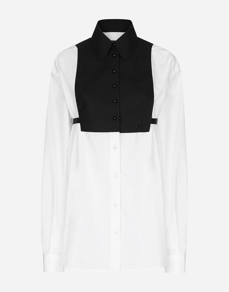 Cotton shirt with contrasting front