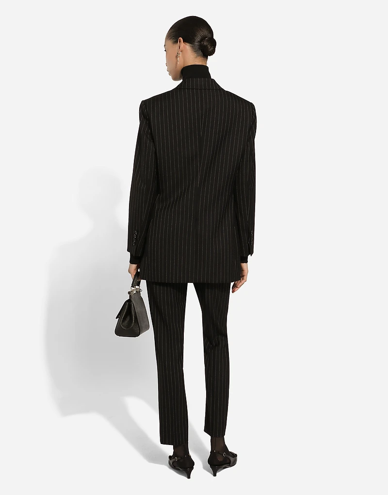 Single-breasted pinstripe wool jacket