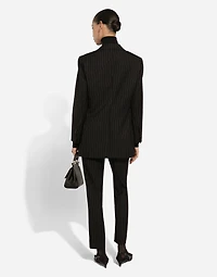 Single-breasted pinstripe wool jacket