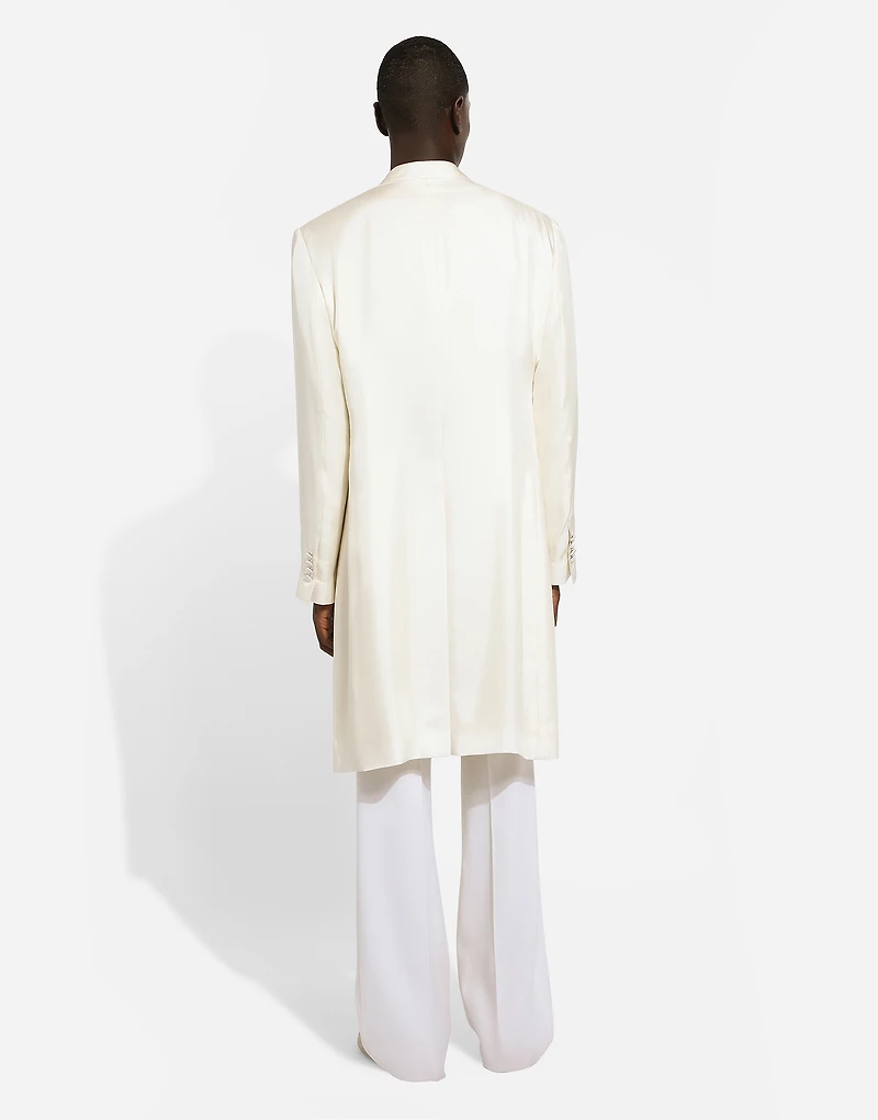 Single-breasted silk twill coat