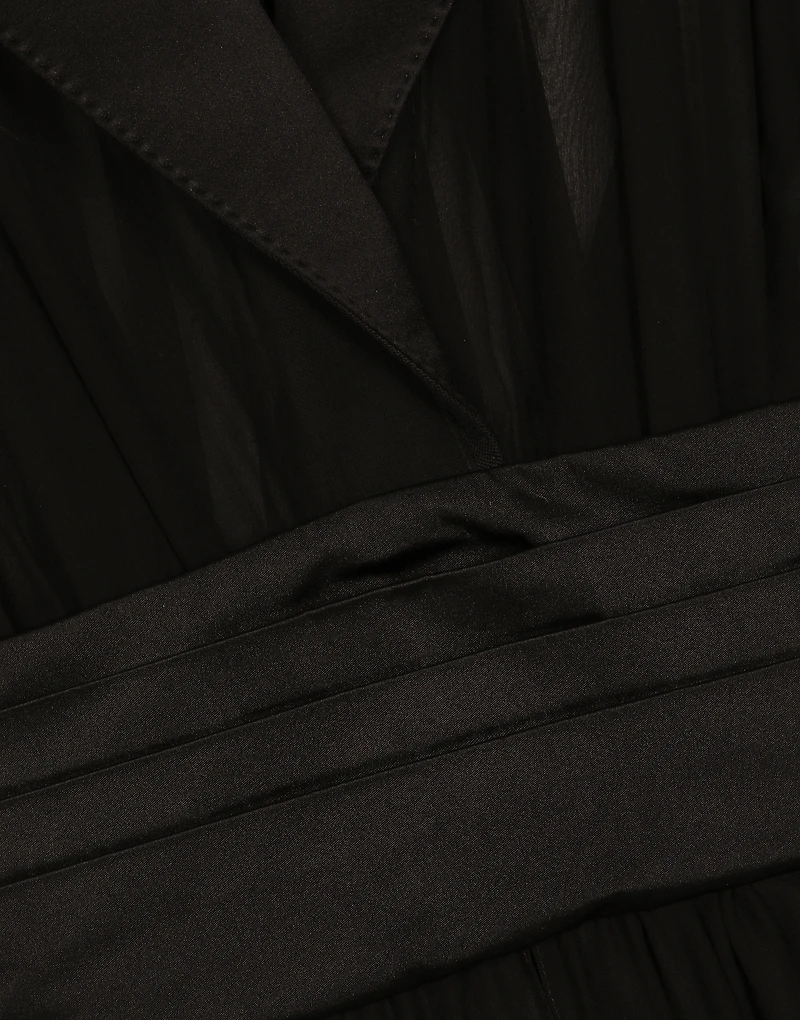 Long silk chiffon tuxedo dress