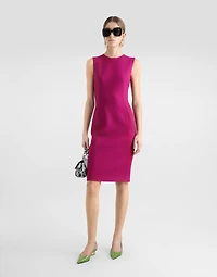 Wool crepe calf-length sheath dress