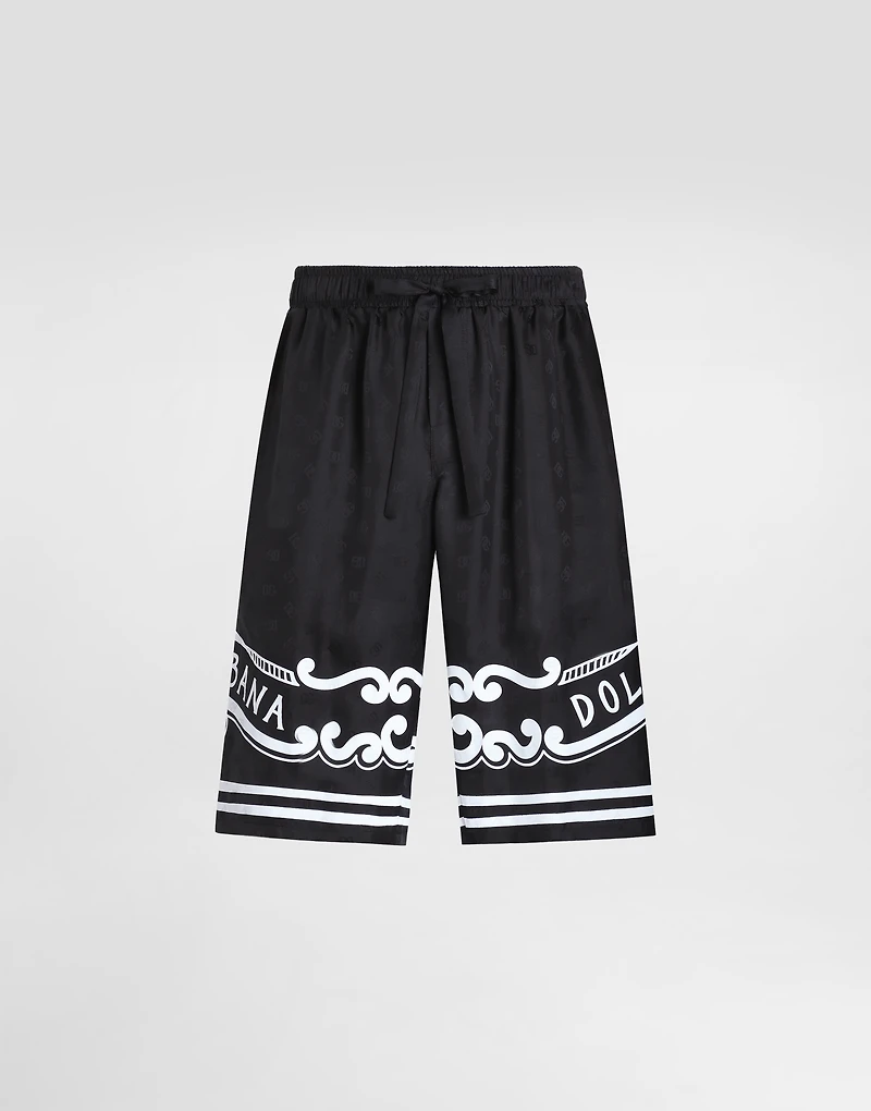 Silk shorts with bandanna-print details