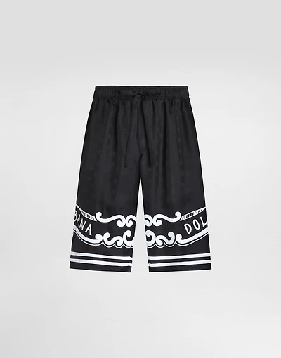 Silk shorts with bandanna-print details