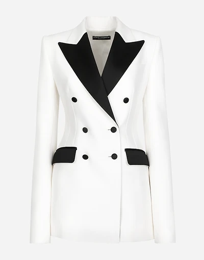 Double-breasted faille Turlington tuxedo blazer