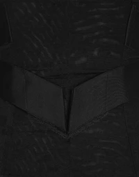 Corset-style belt with branded stretch crossover bands