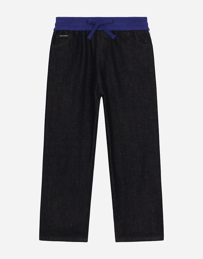 5-pocket denim jeans with branded band