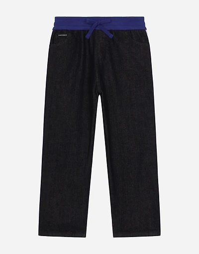 5-pocket denim jeans with branded band