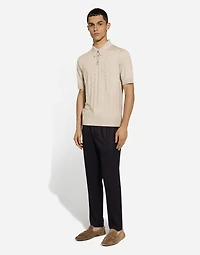 Silk jacquard polo-shirt with DG logo