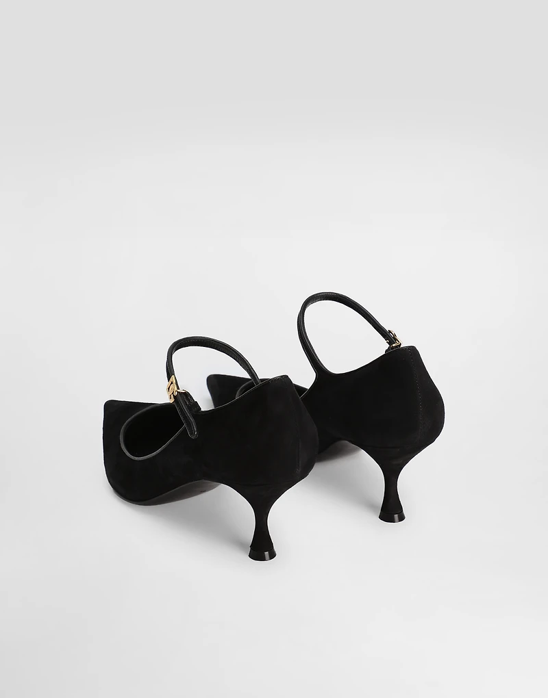 Suede and nappa leather pumps