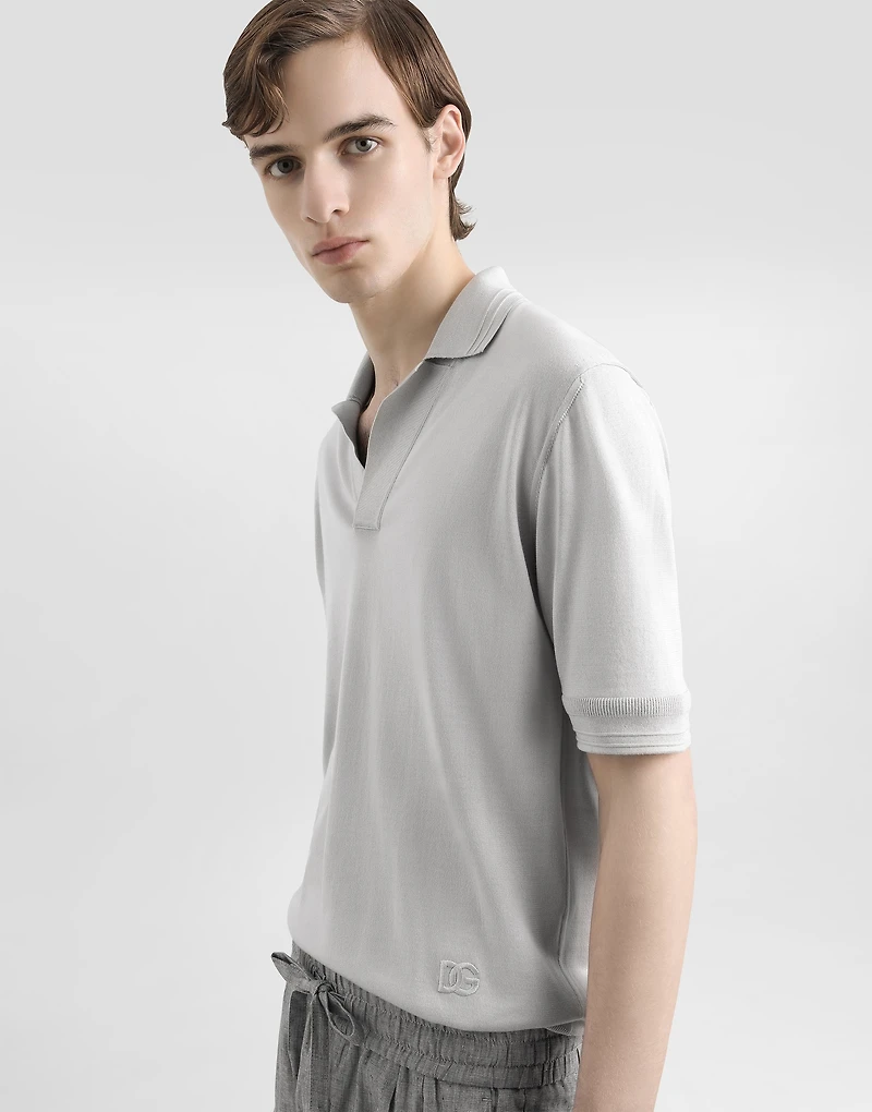 Satin silk polo shirt
