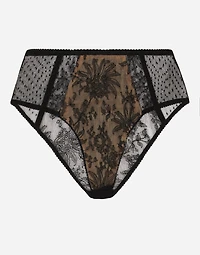 High-waisted plumetis lace panties