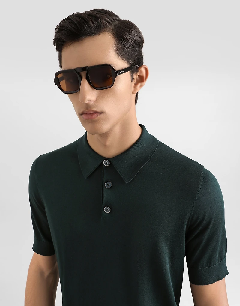 Silk polo shirt