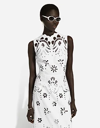 Long cotton dress with cut-out detailing