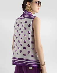 DG logo all-over silk twill top