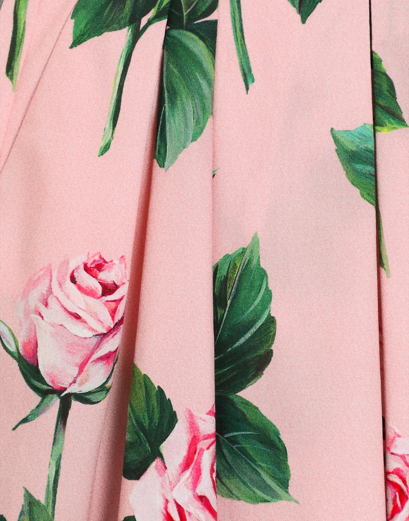 Rose-print poplin skirt