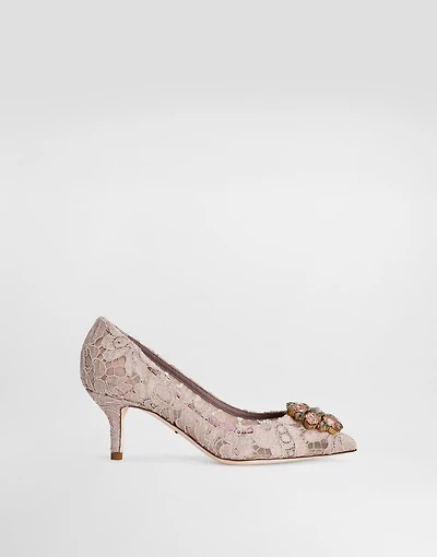 Lace rainbow pumps with brooch detailing