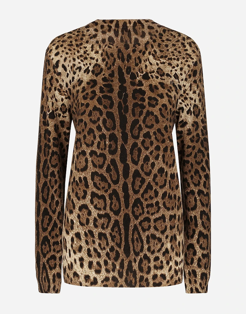 Leopard-print cashmere sweater