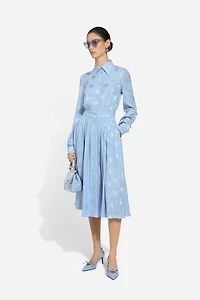 Silk satin jacquard shirt dress with DG logo