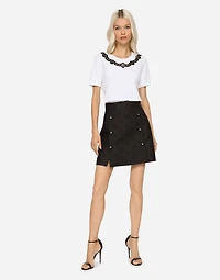 Jacquard miniskirt with all-over DG logo