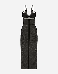 Tulle calf-length dress with corset details