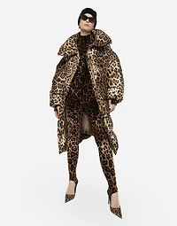 Long leopard-print nylon jacket