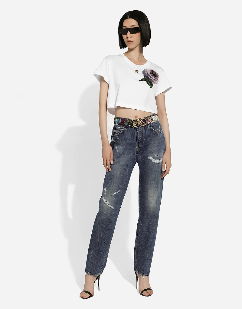 Denim jeans with rips