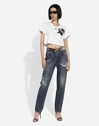 Denim jeans with rips
