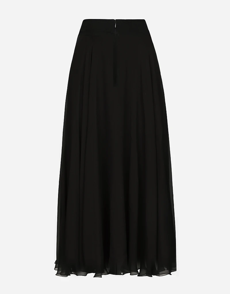 Chiffon calf-length circle skirt