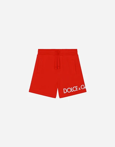 Jersey jogging shorts with logo print