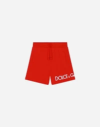 Jersey jogging shorts with logo print