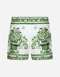 Swim shorts with majolica print