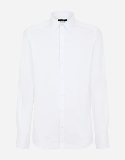 Cotton micro-jacquard Martini-fit shirt