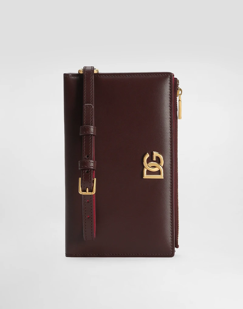 Calfskin passport holder with DG logo