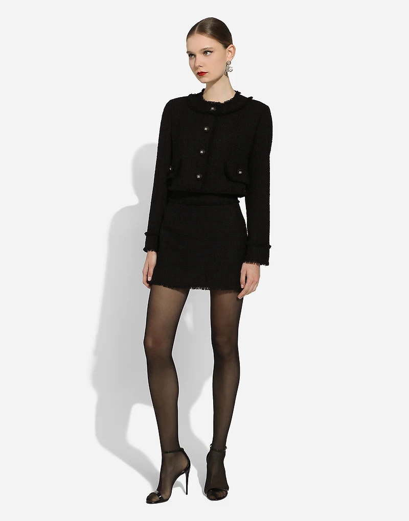 Raschel tweed miniskirt
