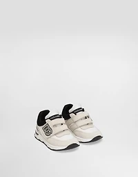 Mesh and split calfskin sneakers