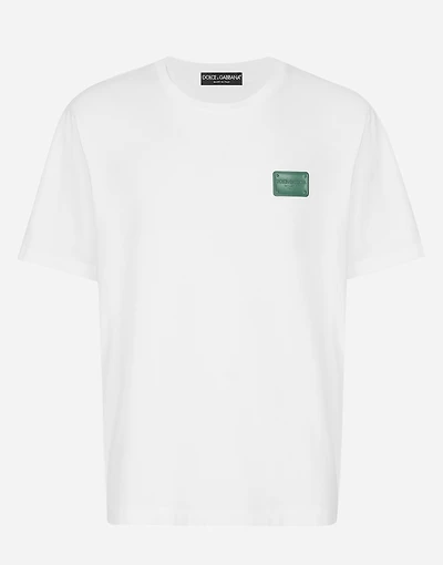 Cotton T-shirt with branded tag