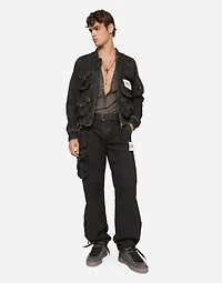 Cotton pants with belt and bag