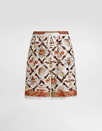 shell-print poplin trousers