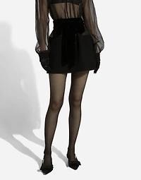 Short wool crepe and organza dress