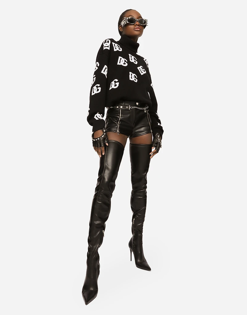 Virgin wool turtleneck with inlaid DG logo