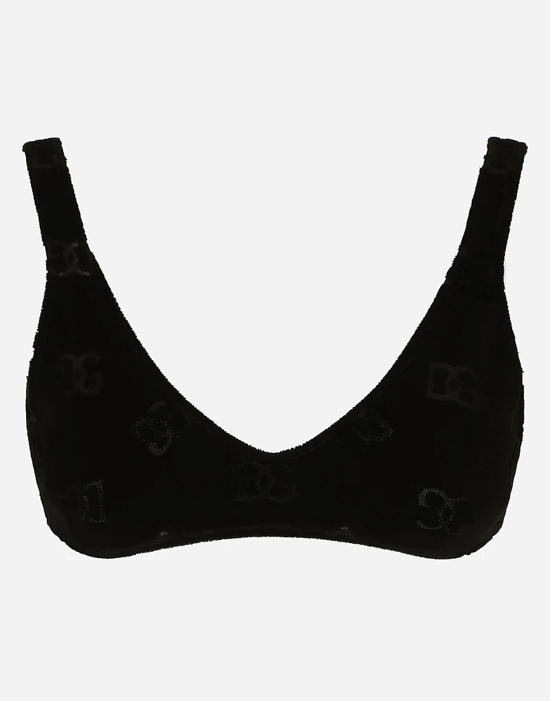 Flocked jersey top with all-over DG logo