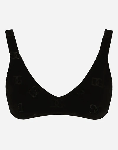 Flocked jersey top with all-over DG logo