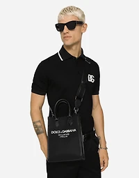 Small nylon bag with rubberized logo