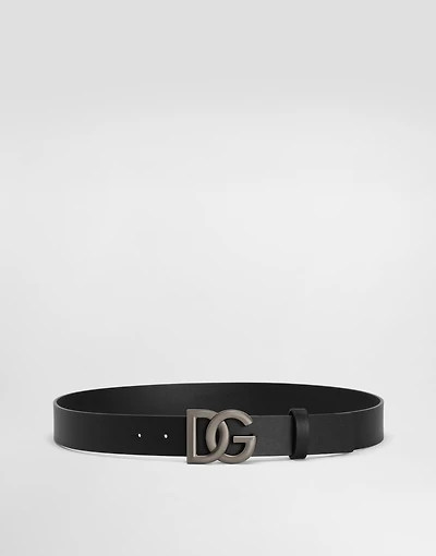 Leather belt with DG logo