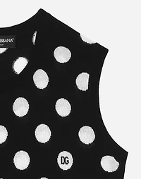 Silk and wool tank top with polka-dot inlay