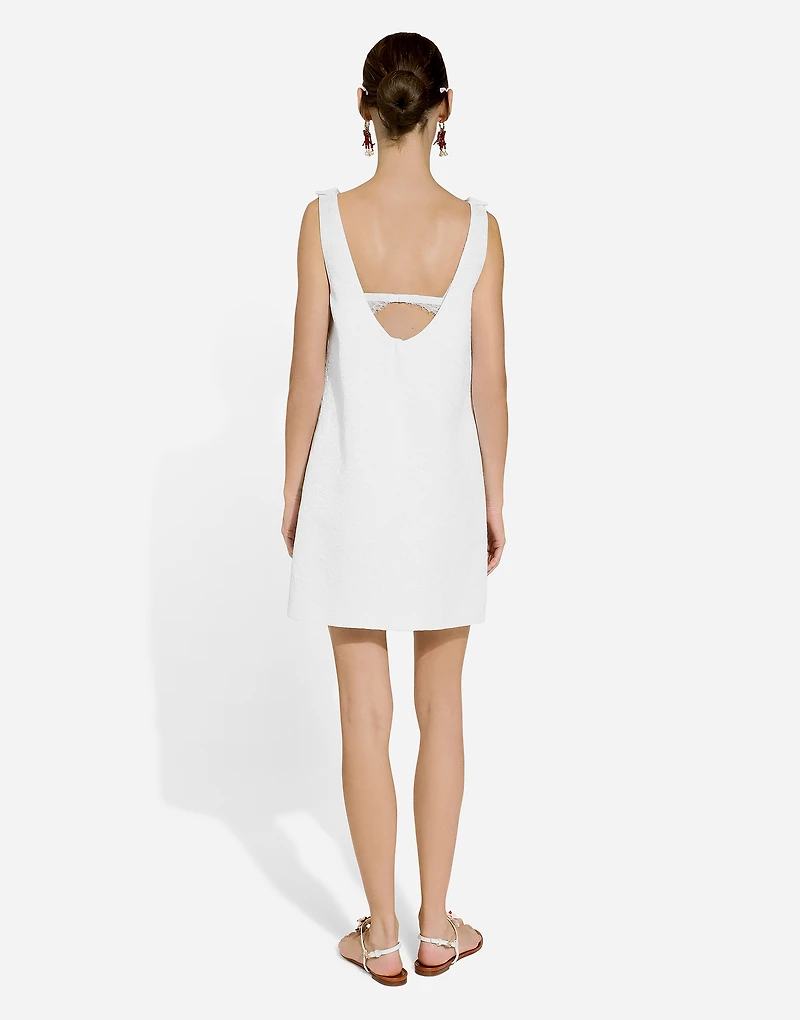 Short brocade dress with back neckline