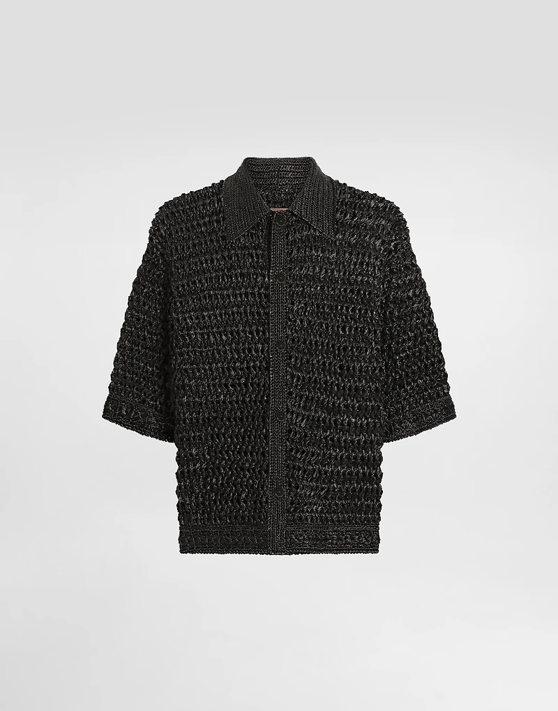 Viscose raffia crochet shirt