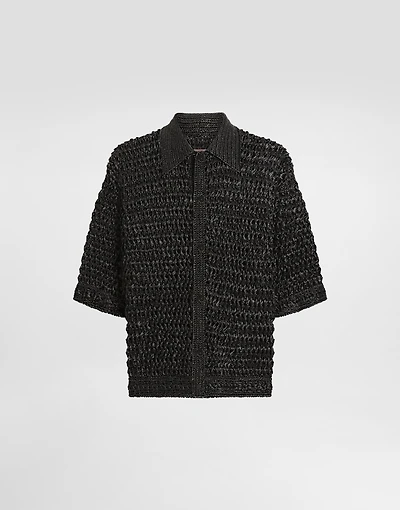 Viscose raffia crochet shirt